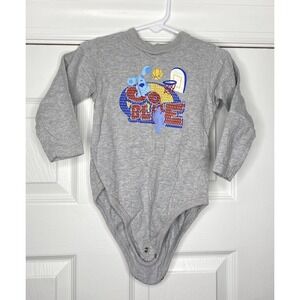 Vintage 2003 Nick Jr‎ Baby Toddler One Piece Grey 'Go Blue' Basketball 24 Months